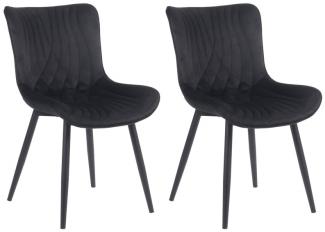 2er Set Stühle Brady Samt (Farbe: schwarz)