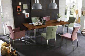 TABLES&CO Tisch 180x90 Akazie Nussbaumfarbig Stahl Silber