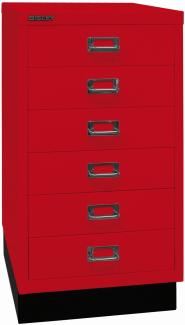 Bisley MultiDrawer™, 29er Serie mit Sockel, DIN A3, 6 Schubladen, Farbe kardinalrot