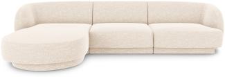 Micadoni 4-Sitzer Ecke links Sofa Miley | Bezug Light Beige | Beinfarbe Black Plastic