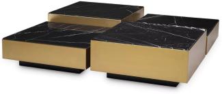 Casa Padrino Luxus Edelstahl Couchtisch Set mit Marmor Tischplatten Messingfarben / Schwarz - Wohnzimmer Möbel - Luxus Möbel - Luxus Kollektion