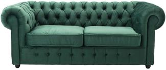 3-Sitzer Sofa 'Chesterfield', Samt dunkelgrün 198 cm