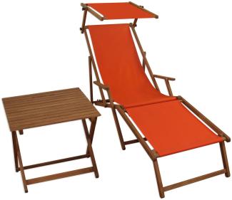 Relaxliege terracotta Gartenliege Strandliege Fußteil Sonnendach Tisch Buche klappbar 10-309 F S T