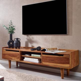 KADIMA DESIGN Massivholz-Lowboard Sheesham für 60-Zoll-Fernseher - Stilvolle Holzmaserung & ausreichend Stauraum.