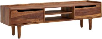 KADIMA DESIGN Massivholz-Lowboard Sheesham für 60-Zoll-Fernseher - Stilvolle Holzmaserung & ausreichend Stauraum.