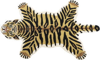 Kinderteppich Wolle beige schwarz 100 x 160 cm Tigermotiv SHERE