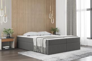 Boxspringbett Schlafzimmerbett PRIMA 160x220cm Stoff Grau inkl. Bettkasten