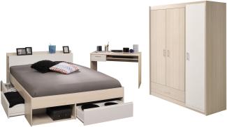 Jugendzimmer Most 74 Parisot 3-tlg inkl. Kleiderschrank + Funktionsbett + Schreibtisch grau - weiß
