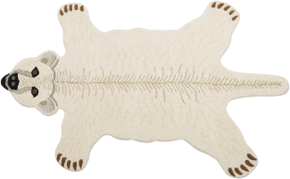 Kinderteppich Wolle weiß 100 x 160 cm Eisbär-Motiv TAQQIQ