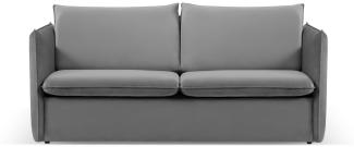 Micadoni 3-Sitzer Samtstoff Sofa mit Bettfunktion Agate | Bezug Light Grey | Beinfarbe Black Plastic