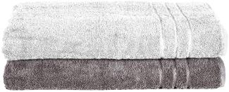 Komfortec 2er Saunatuch Set 80x200 cm aus 100% Baumwolle, XXL-Saunatücher, Sauna Handtuch, Weich, Groß, Frottee, Schnelltrocknend, Anthrazit Grau/Weiß