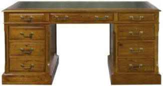 Casa Padrino Luxus Schreibtisch mit Tür und 6 Schubladen Braun / Grün 160 x 80 x H. 79 cm - Büromöbel