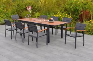 YOURSOL by Merxx Gartenmöbel Set Paxos für 8 Personen mit Ausziehtisch 180 - 240, Stapelstühle