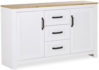 Homestyle4u Sideboard, Holz weiß, 150 x 89,5 x 41 cm