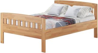 Erst-Holz Stabiles Buchen-Doppelbett in zeitlosem Stil 140x200 cm V-60. 76-14 ohne Zubehör
