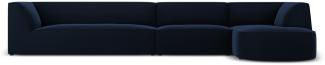 Micadoni 6-Sitzer Samtstoff Modular Ecke rechts Sofa Ruby | Bezug Royal Blue | Beinfarbe Black Plastic