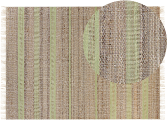 Teppich Jute beige hellgrün 160 x 230 cm Streifenmuster Kurzflor zweiseitig TALPUR