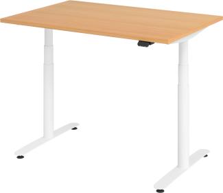 bümö® smarter Schreibtisch Serie-XDLR elektrisch höhenverstellbar mit App-Steuerung 120 x 80 cm in Buche / Weiß