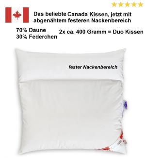 Duo-Kissen Canada 80x80 cm 70/30% 2x 400 g mit abgenähtem festem Nackenbereich