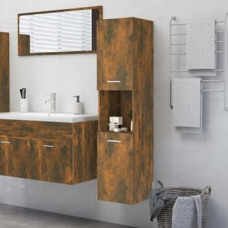 Badezimmerschrank Räuchereiche 30x30x130 cm Holzwerkstoff