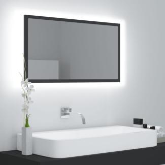 vidaXL LED-Badspiegel Grau 80x8,5x37 cm Spanplatte