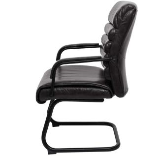 6er-Set Konferenzstuhl HWC-H31, Esszimmerstuhl Freischwinger Stuhl Vintage Wildleder-Optik Metall ~ Kunstleder schwarz