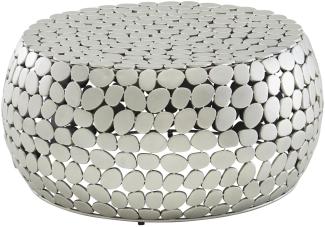 Couchtisch Metall Silber 66x66x32 cm Sofatisch Aluminium | Design Wohnzimmertisch Rund | Kleiner Kaffeetisch Modern | Beistelltisch Anstelltisch Wohnzimmer