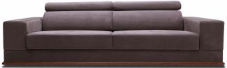 Casa Padrino Luxus Samt Sofa mit klappbaren Kopf & Nackenstützen Lila / Braun 240 x 110 x H. 67 cm - Modernes Schlafsofa