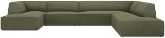 Micadoni 7-Sitzer Panorama Ecke rechts Sofa Ruby | Bezug Green | Beinfarbe Black Plastic