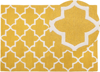 Teppich gelb 140 x 200 cm marokkanisches Muster Kurzflor SILVAN
