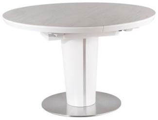 Esstisch Säulentisch Orbit Ceramic 120-160x120x76cm Marmor weiß ausziehbar
