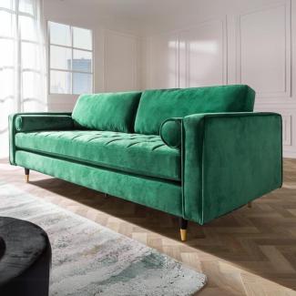 Modernes 3er Sofa 220cm COMFORT grün Samt Federkern Design Elegant