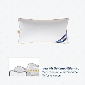 Heidelberger Bettwaren Kissen 80x40 cm | 3-Kammer-Kopfkissen mit Gänsedaunen und Federn | atmungsaktiv, hautfreundlich, hypoallergen für Seitenschläfer | Serie Polar