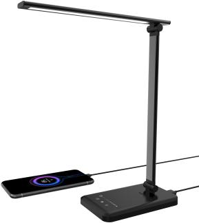 Aourow Schreibtischlampe LED Dimmbare Tischlampe: Tischleuchte mit 5 Lichtfarben und 5 Helligkeitsstufen,Desk Lamp USB-Anschluss für Aufladung des Smartphones,Nachttischlampe mit Touchscreen,Schwarz