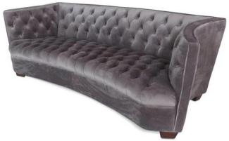 Casa Padrino Luxus Chesterfield Samt Sofa Grau / Braun 221 x 99 x H. 72 cm