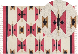 Kelim Teppich Baumwolle mehrfarbig 200 x 300 cm geometrisches Muster Kurzflor GARNI