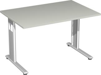 Flex Schreibtisch, links oder rechts verkettbar, 120x80x72cm, Lichtgrau / Silber
