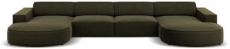 Micadoni 6-Sitzer Samtstoff Panorama Sofa Jodie | Bezug Green | Beinfarbe Black Plastic