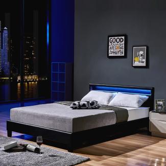 HOME DELUXE LED Bett ASTRO mit Matratze - Farbe: schwarz, Größe: 140 x 200 cm, Ausführung: mit Matratze