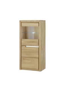 Vitrine Massivholz Ianka 63x134x41 Standvitrine Wildeiche Bianco geölt 20001