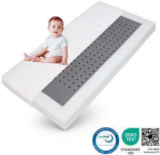 Kindermatratze 70x140 mit rundum Trittkante, Hhe ca. 11cm, Bezug waschbar, Kinder Baby Matratze 70x140 fr Kinderbett und Babybett, CertiPUR