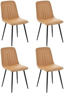 Merax Esszimmerstuhl (4 St), 4er-Set Polsterstuhl, Sitzfläche aus PU Kunstleder, Gestell aus Metall, Rückenstreifennähte, Braun