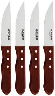 Michelino 4-tlg. Jumbo Steakmesser Set Messer Steakmesser mit Wellenschliff