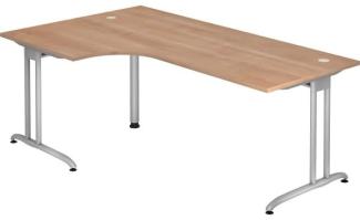 Winkeltisch BS82 C-Fuß 200x120cm 90° Nussbaum Gestellfarbe: Silber