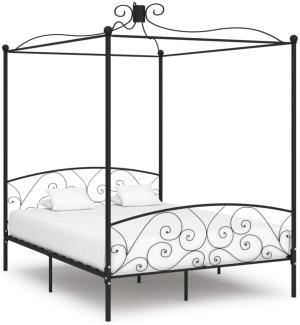 vidaXL Himmelbett-Gestell Schwarz Metall 180 x 200 cm