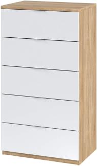 Kommode mit fünf Schubladen, weiße Farbe, 60 x 110 x 40 cm