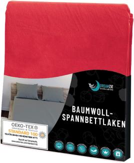 Dreamzie - Spannbettlaken 140x200cm - Baumwolle Oeko Tex Zertifiziert - Rot - 100% Jersey Bettwäsche 140x200