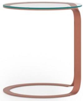 Casa Padrino Luxus Beistelltisch Kupfer Ø 40 x H. 50 cm - Runder Tisch mit Glasplatte - Wohnzimmer Möbel - Hotel Möbel - Luxus Möbel