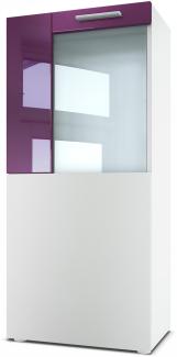 Vladon Stand-/Hänge Vitrine Movie, Weiß matt/Brombeer Hochglanz - Moderne Glasvitrine - (BxHxT): 51 x 110 x 31 cm