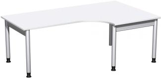 PC-Schreibtisch '4 Fuß Pro' rechts, höhenverstellbar, 200x120cm, Weiß / Silber